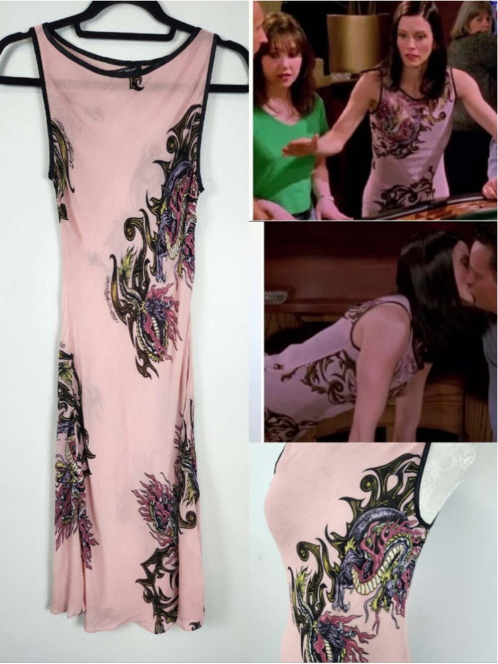 VTG 90s Franky for Betsey Johnson Tattoo Dress - ASO Monica Geller Friends